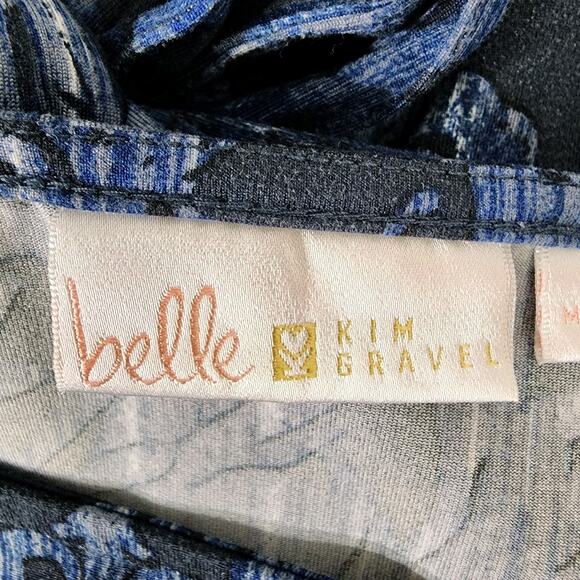 Belle by Kim Gravel Womens Tie Front Print Knit Top Size Large Blue Knit A372048 - Picture 8 of 11